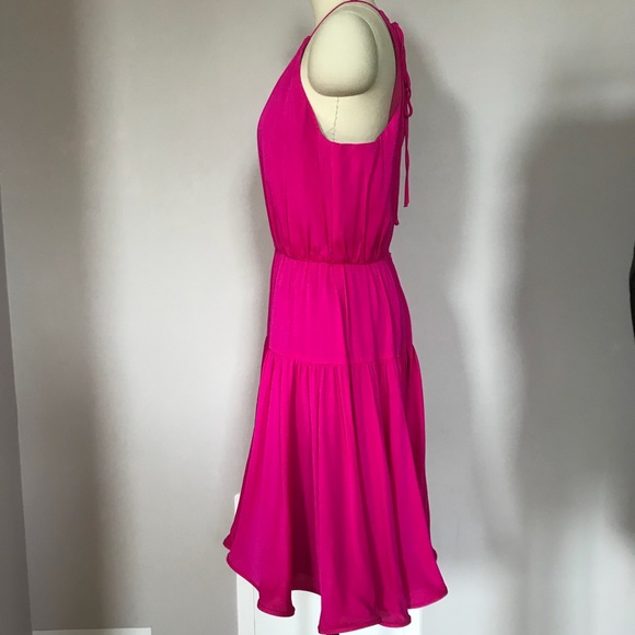 MILLY hot pink halter flare dress size 6 - Picture 5 of 7